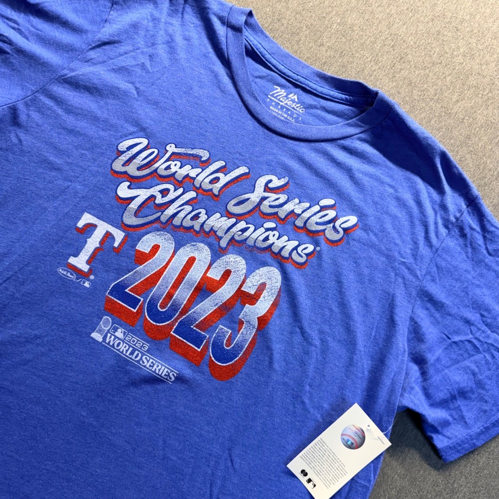 Majestic Texas Rangers 2023 World Series Champions T-Shirt Mens 3XL Blue NWT